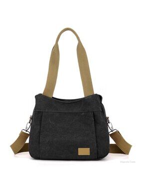 Canvas Crossbody Tote Purse Multi-Pocket Small Shoulder Bag Satchel Handbag